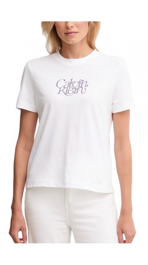 CALVIN KLEIN JEANS FITTED SCRIPT CALVIN KLEIN T-SHIRT ΜΠΛΟΥΖΑ ΓΥΝΑΙΚΕΙΑ WHITE