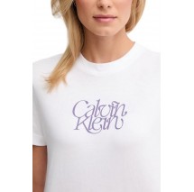 CALVIN KLEIN JEANS FITTED SCRIPT CALVIN KLEIN T-SHIRT ΜΠΛΟΥΖΑ ΓΥΝΑΙΚΕΙΑ WHITE
