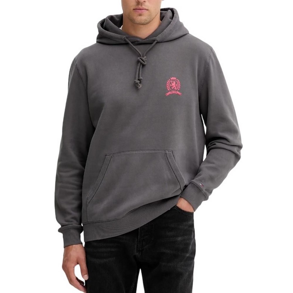 TOMMY JEANS REG WASHED CREST PLAY HOOD ΜΠΛΟΥΖΑ ΦΟΥΤΕΡ ΑΝΔΡΙΚΗ WASHED BLACK