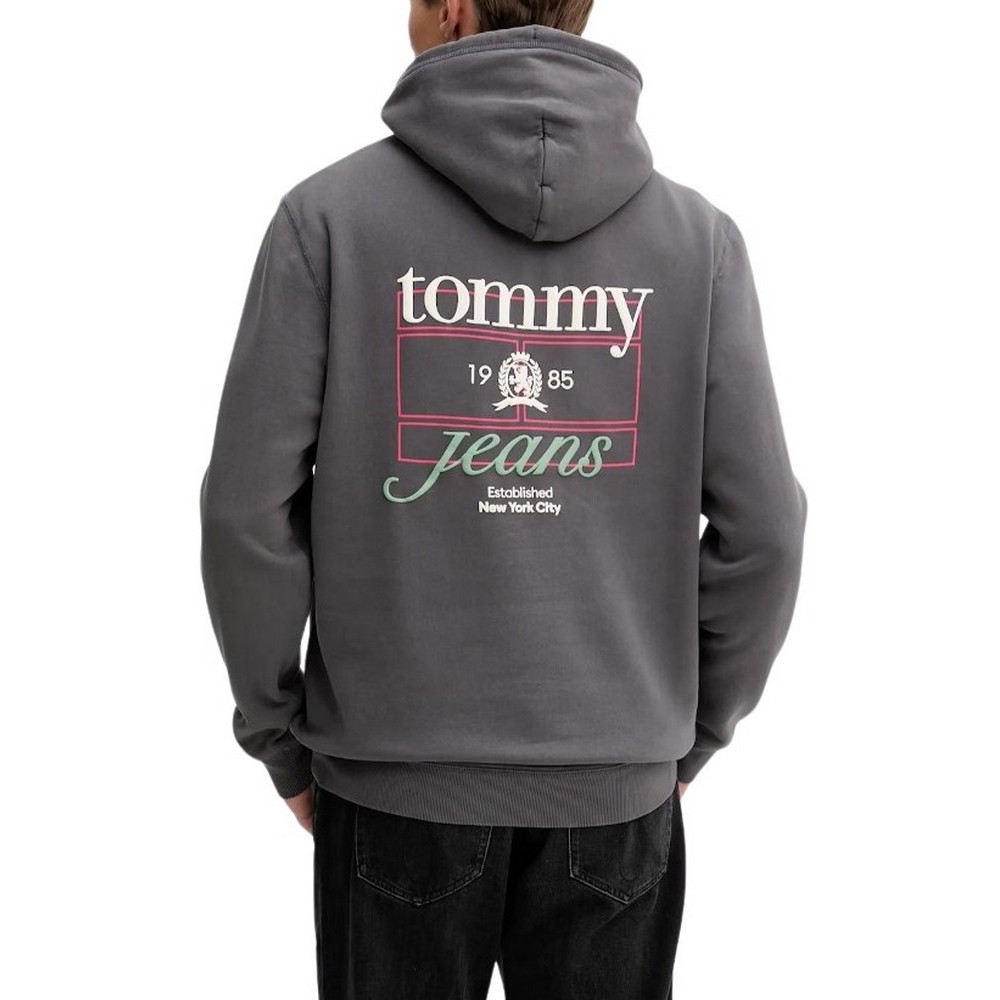 TOMMY JEANS REG WASHED CREST PLAY HOOD ΜΠΛΟΥΖΑ ΦΟΥΤΕΡ ΑΝΔΡΙΚΗ WASHED BLACK
