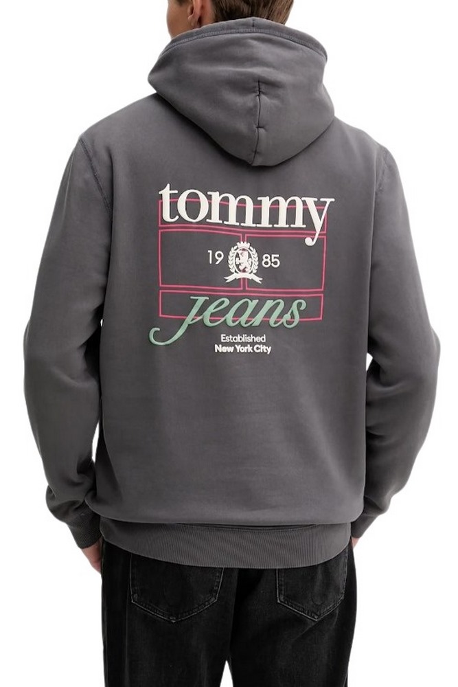 TOMMY JEANS REG WASHED CREST PLAY HOOD ΜΠΛΟΥΖΑ ΦΟΥΤΕΡ ΑΝΔΡΙΚΗ WASHED BLACK