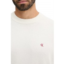 CALVIN KLEIN JEANS LS CTTN ESY FT CRWNK ΜΠΛΟΥΖΑ ΠΛΕΚΤΗ  ΑΝΔΡΙΚΗ OFF WHITE