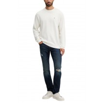 CALVIN KLEIN JEANS LS CTTN ESY FT CRWNK ΜΠΛΟΥΖΑ ΠΛΕΚΤΗ  ΑΝΔΡΙΚΗ OFF WHITE