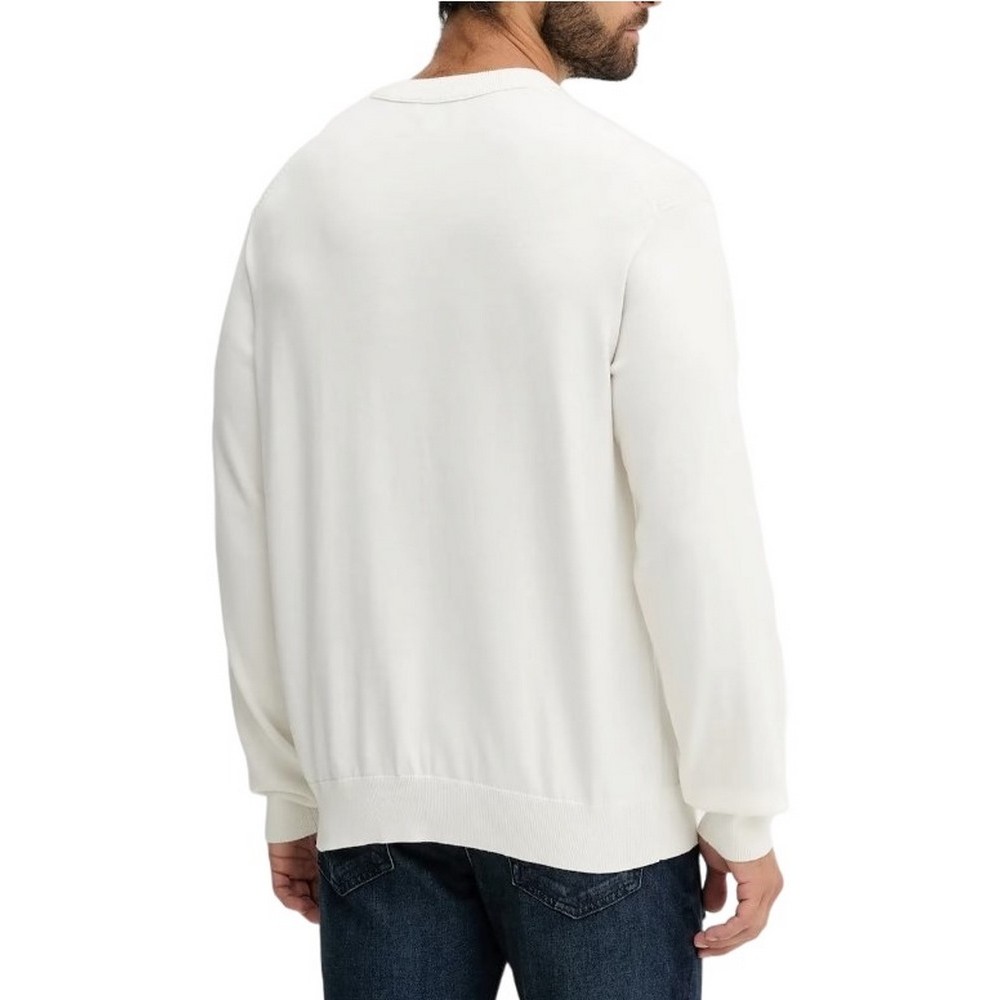 CALVIN KLEIN JEANS LS CTTN ESY FT CRWNK ΜΠΛΟΥΖΑ ΠΛΕΚΤΗ  ΑΝΔΡΙΚΗ OFF WHITE