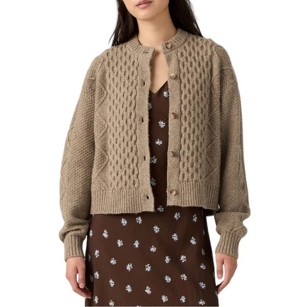 LEVIS CHARLOTTE CREWNECK CARDIGAN ΖΑΚΕΤΑ ΠΛΕΚΤΗ ΓΥΝΑΙΚΕΙΑ NEUTRALS