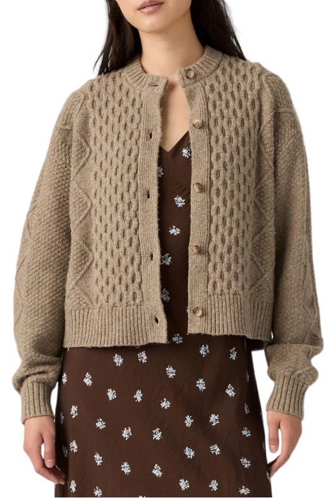 LEVIS CHARLOTTE CREWNECK CARDIGAN ΖΑΚΕΤΑ ΠΛΕΚΤΗ ΓΥΝΑΙΚΕΙΑ NEUTRALS