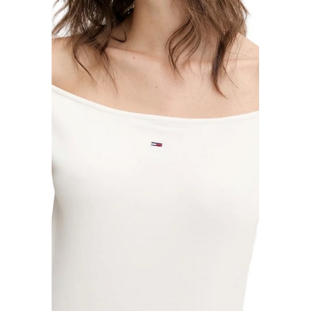 TOMMY JEANS BOAT NECK TOP SS EXT ΤΟΠ ΓΥΝΑΙΚΕΙΟ OFF WHITE