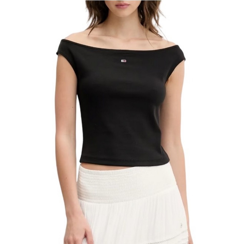 TOMMY JEANS BOAT NECK TOP SS EXT ΤΟΠ ΓΥΝΑΙΚΕΙΟ BLACK