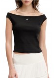 TOMMY JEANS BOAT NECK TOP SS EXT ΤΟΠ ΓΥΝΑΙΚΕΙΟ BLACK