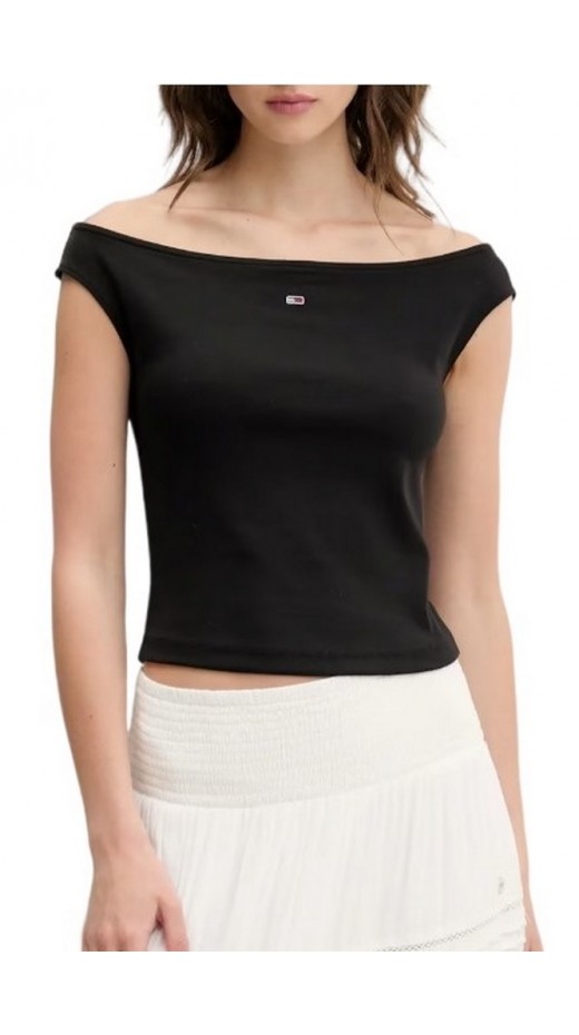 TOMMY JEANS BOAT NECK TOP SS EXT ΤΟΠ ΓΥΝΑΙΚΕΙΟ BLACK