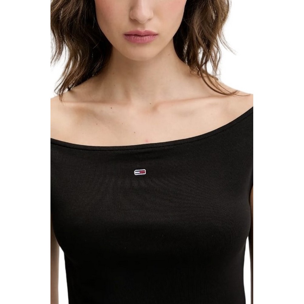 TOMMY JEANS BOAT NECK TOP SS EXT ΤΟΠ ΓΥΝΑΙΚΕΙΟ BLACK