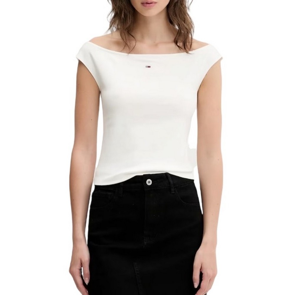 TOMMY JEANS BOAT NECK TOP SS EXT ΤΟΠ ΓΥΝΑΙΚΕΙΟ OFF WHITE