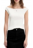 TOMMY JEANS BOAT NECK TOP SS EXT ΤΟΠ ΓΥΝΑΙΚΕΙΟ OFF WHITE