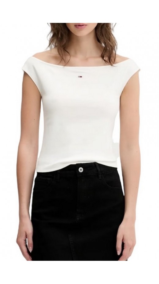 TOMMY JEANS BOAT NECK TOP SS EXT ΤΟΠ ΓΥΝΑΙΚΕΙΟ OFF WHITE