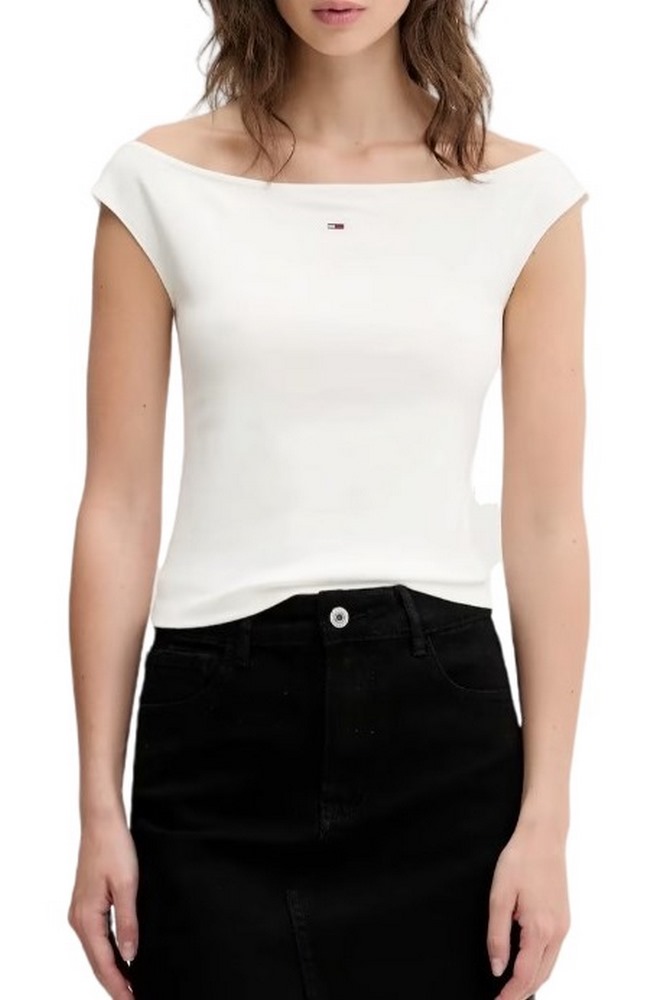 TOMMY JEANS BOAT NECK TOP SS EXT ΤΟΠ ΓΥΝΑΙΚΕΙΟ OFF WHITE