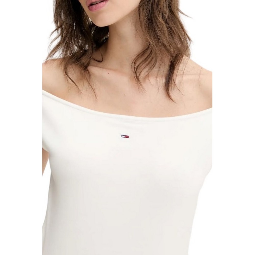 TOMMY JEANS BOAT NECK TOP SS EXT ΤΟΠ ΓΥΝΑΙΚΕΙΟ OFF WHITE