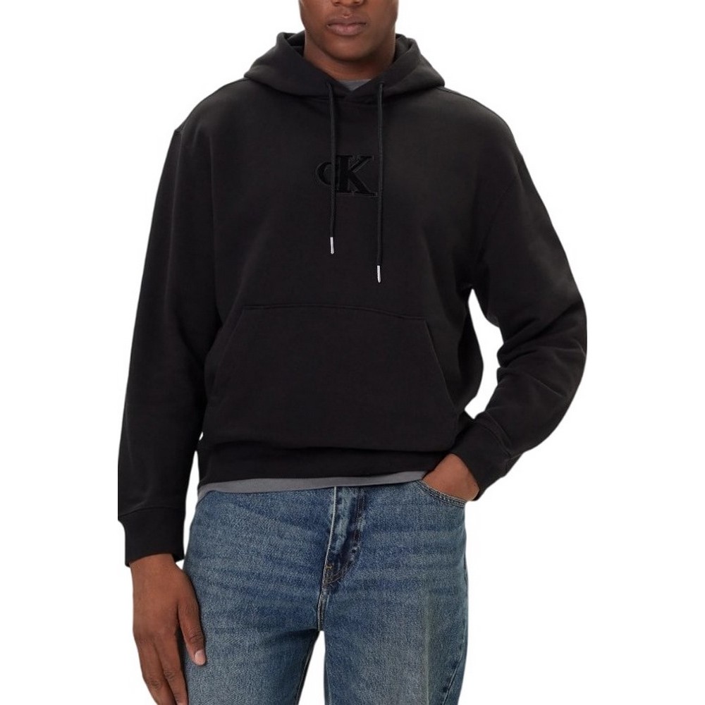 CALVIN KLEIN JEANS 350GSM FLEECE GIFT GIVING HOODIE ΜΠΛΟΥΖΑ ΦΟΥΤΕΡ ΑΝΔΡΙΚΗ BLACK