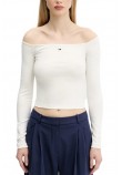 TOMMY JEANS SLIM ESSENTIAL BOAT NECK L ΜΠΛΟΥΖΑ ΓΥΝΑΙΚΕΙΑ OFF WHITE