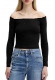 TOMMY JEANS SLIM ESSENTIAL BOAT NECK L ΜΠΛΟΥΖΑ ΓΥΝΑΙΚΕΙΑ BLACK