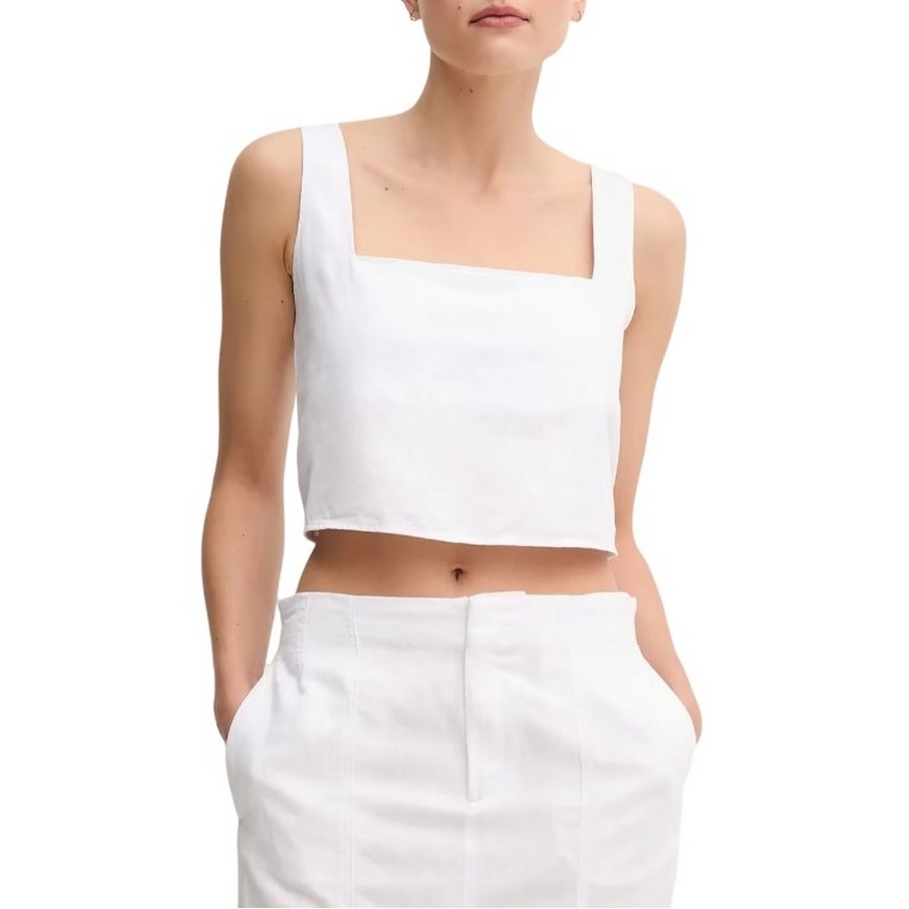 CALVIN KLEIN JEANS SOFT LINEN TOP ΤΟΠ ΓΥΝΑΙΚΕΙΟ BRIGHT WHITE