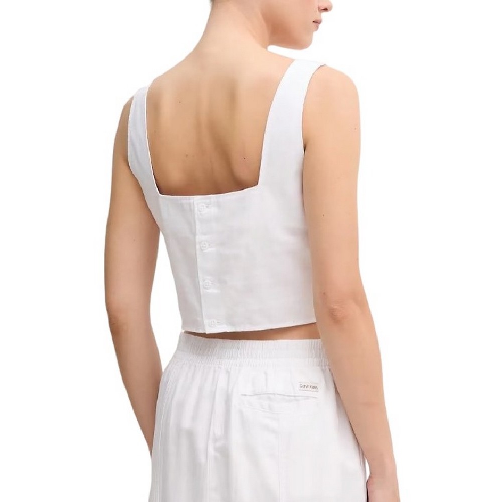 CALVIN KLEIN JEANS SOFT LINEN TOP ΤΟΠ ΓΥΝΑΙΚΕΙΟ BRIGHT WHITE