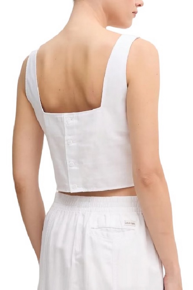 CALVIN KLEIN JEANS SOFT LINEN TOP ΤΟΠ ΓΥΝΑΙΚΕΙΟ BRIGHT WHITE
