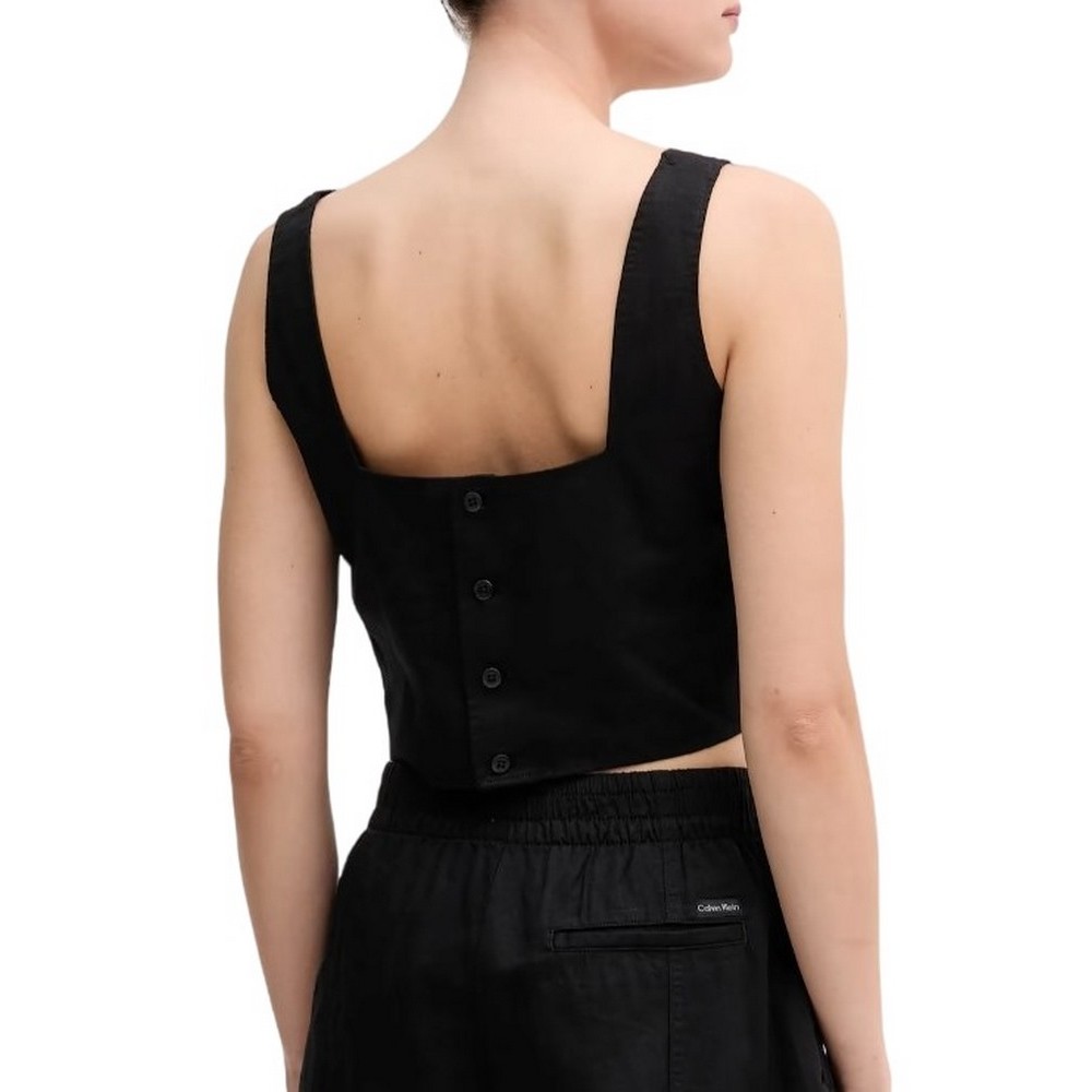 CALVIN KLEIN JEANS SOFT LINEN TOP ΤΟΠ ΓΥΝΑΙΚΕΙΟ BLACK