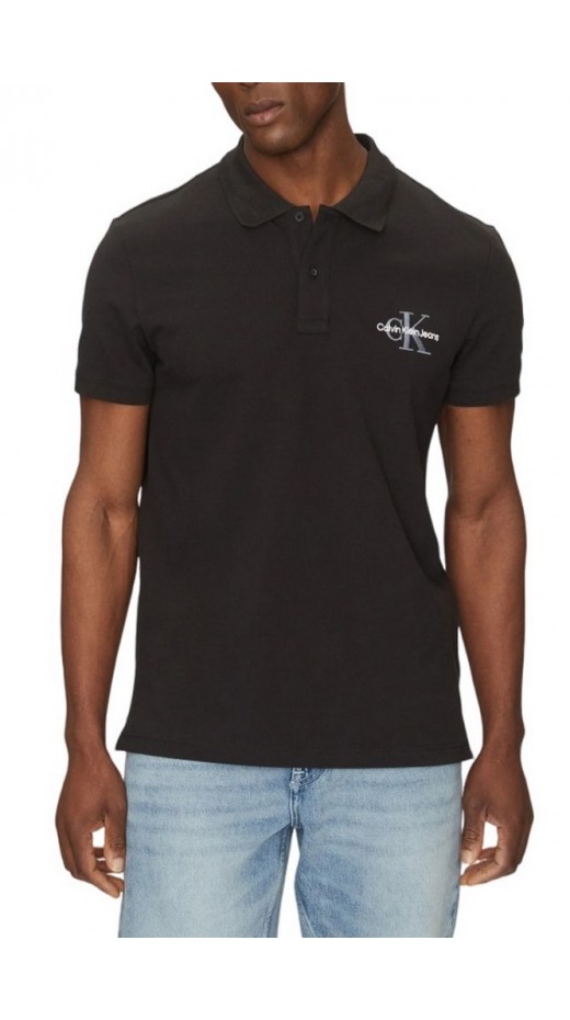 CALVIN KLEIN JEANS MONOLOGO POLO T-SHIRT ΜΠΛΟΥΖΑ ΑΝΔΡΙΚΗ CK BLACK