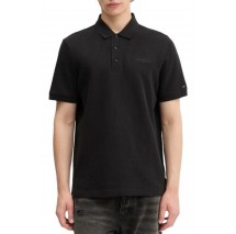 TOMMY JEANS REG WAFFLE SCRIPT POLO T-SHIRT ΜΠΛΟΥΖΑ ΑΝΔΡΙΚΗ BLACK