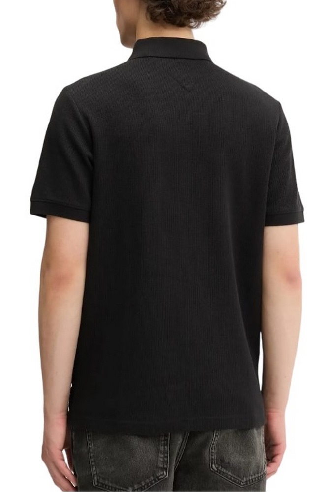 TOMMY JEANS REG WAFFLE SCRIPT POLO T-SHIRT ΜΠΛΟΥΖΑ ΑΝΔΡΙΚΗ BLACK