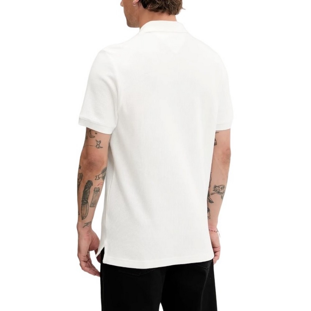 TOMMY JEANS REG WAFFLE SCRIPT POLO T-SHIRT ΜΠΛΟΥΖΑ ΑΝΔΡΙΚΗ OFF WHITE