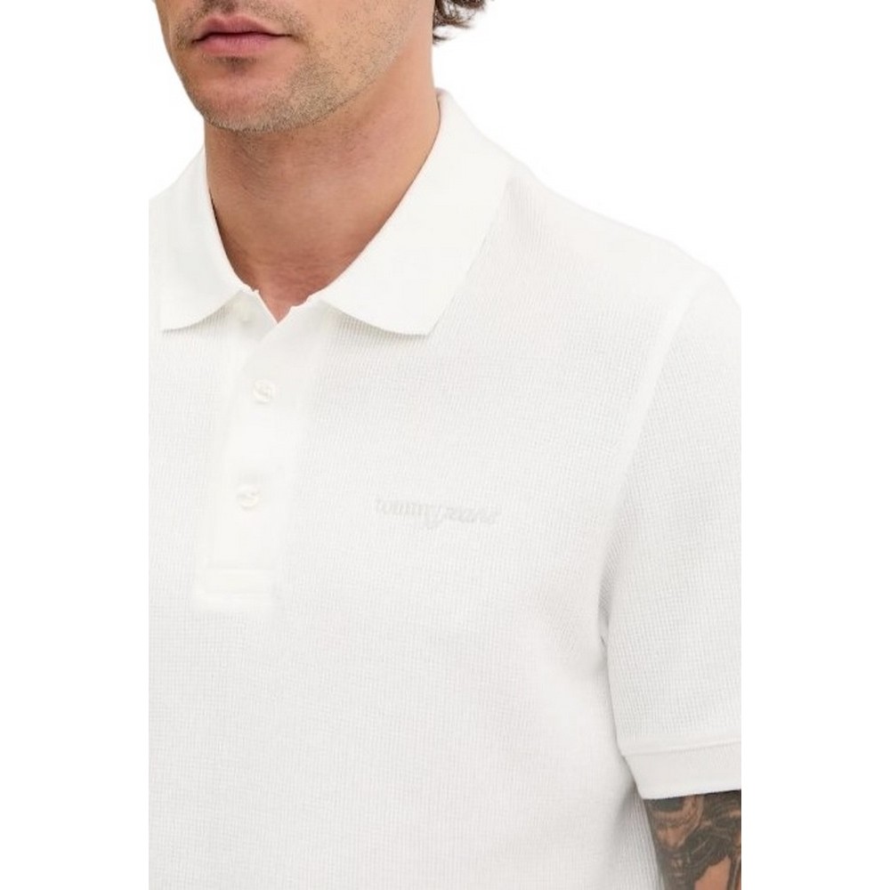 TOMMY JEANS REG WAFFLE SCRIPT POLO T-SHIRT ΜΠΛΟΥΖΑ ΑΝΔΡΙΚΗ OFF WHITE