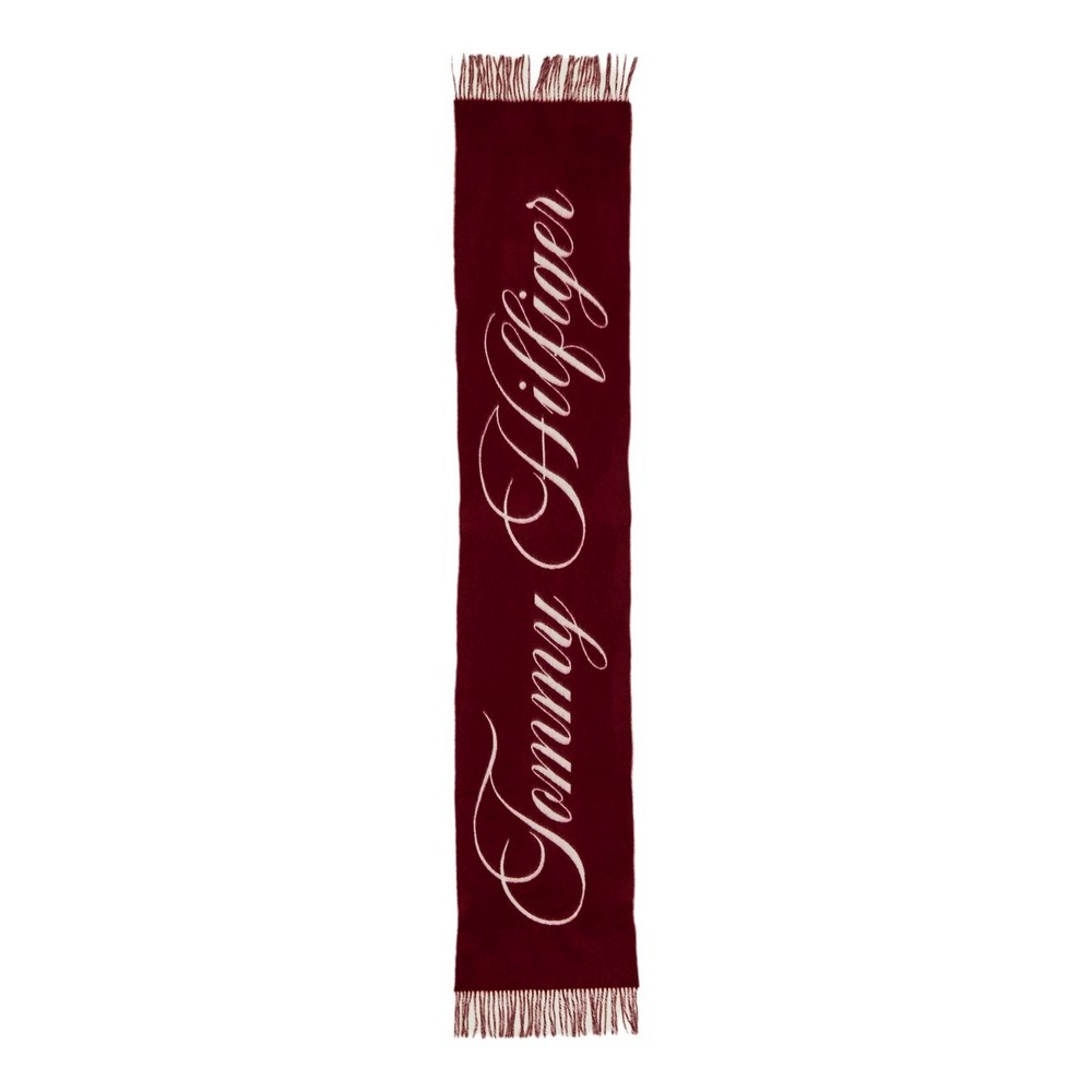 TOMMY HILFIGER SCRIPT LOGO SCARF ΚΑΣΚΟΛ ΓΥΝΑΙΚΕΙΟ BORDEAUX