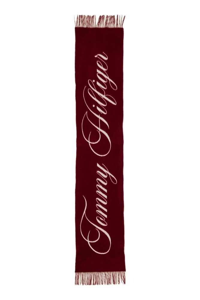 TOMMY HILFIGER SCRIPT LOGO SCARF ΚΑΣΚΟΛ ΓΥΝΑΙΚΕΙΟ BORDEAUX