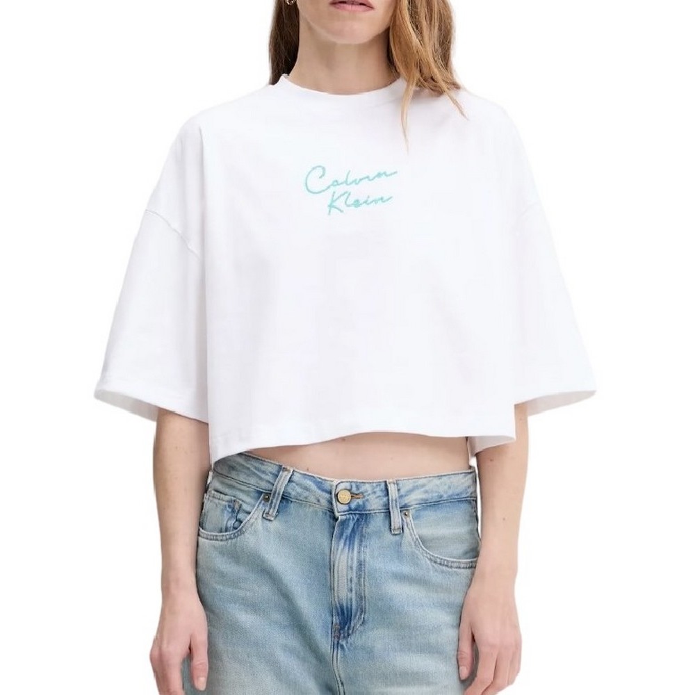 CALVIN KLEIN JEANS CRPPD BXY CHN STTCH ΜΠΛΟΥΖΑ ΓΥΝΑΙΚΕΙΑ WHITE