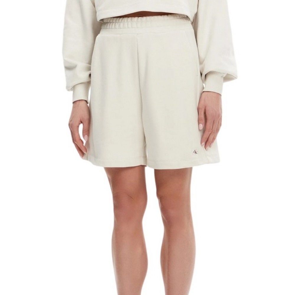 CALVIN KLEIN JEANS WOVEN LABEL SHORTS ΣΟΡΤΣ ΓΥΝΑΙΚΕΙΟ ECRU