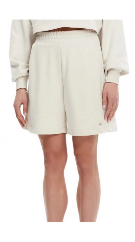 CALVIN KLEIN JEANS WOVEN LABEL SHORTS ΣΟΡΤΣ ΓΥΝΑΙΚΕΙΟ ECRU