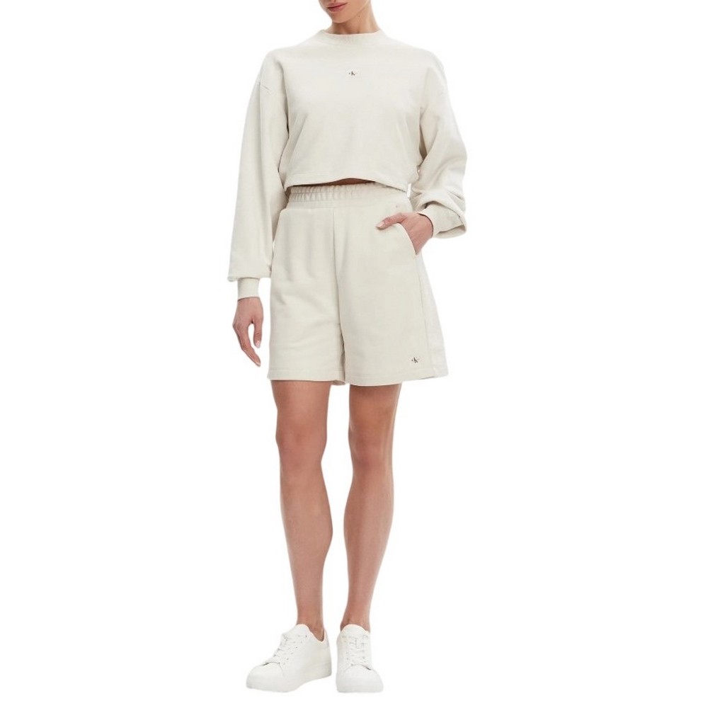 CALVIN KLEIN JEANS WOVEN LABEL SHORTS ΣΟΡΤΣ ΓΥΝΑΙΚΕΙΟ ECRU