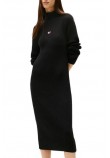 TOMMY JEANS MOCKNECK BADGE SWEATER DRESS ΦΟΡΕΜΑ ΠΛΕΚΤΟ ΓΥΝΑΙΚΕΙΟ BLACK