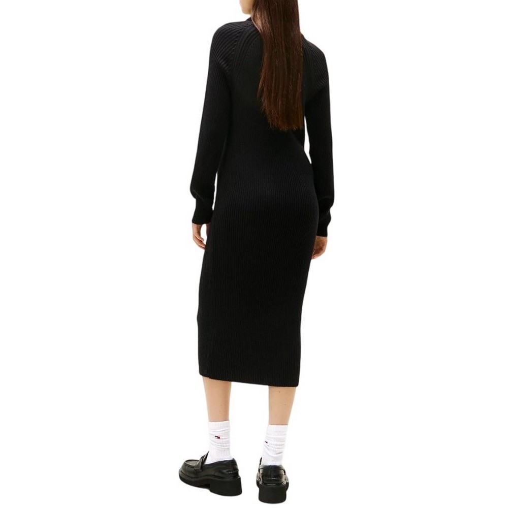 TOMMY JEANS MOCKNECK BADGE SWEATER DRESS ΦΟΡΕΜΑ ΠΛΕΚΤΟ ΓΥΝΑΙΚΕΙΟ BLACK