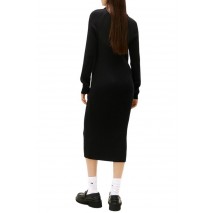 TOMMY JEANS MOCKNECK BADGE SWEATER DRESS ΦΟΡΕΜΑ ΠΛΕΚΤΟ ΓΥΝΑΙΚΕΙΟ BLACK