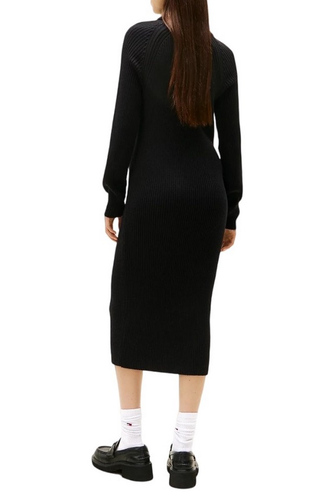 TOMMY JEANS MOCKNECK BADGE SWEATER DRESS ΦΟΡΕΜΑ ΠΛΕΚΤΟ ΓΥΝΑΙΚΕΙΟ BLACK