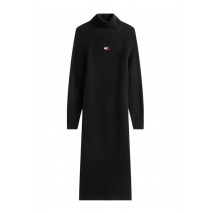 TOMMY JEANS MOCKNECK BADGE SWEATER DRESS ΦΟΡΕΜΑ ΠΛΕΚΤΟ ΓΥΝΑΙΚΕΙΟ BLACK