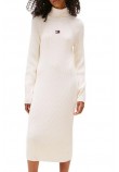 TOMMY JEANS MOCKNECK BADGE SWEATER DRESS ΦΟΡΕΜΑ ΠΛΕΚΤΟ ΓΥΝΑΙΚΕΙΟ OFF WHITE