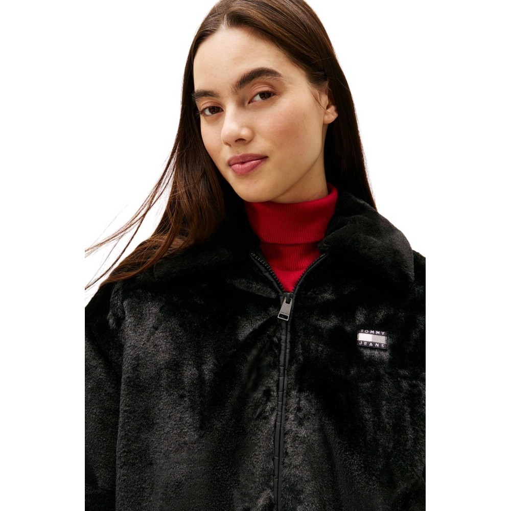 TOMMY JEANS FAUX FUR BOMBER ΜΠΟΥΦΑΝ ΓΥΝΑΙΚΕΙΟ BLACK