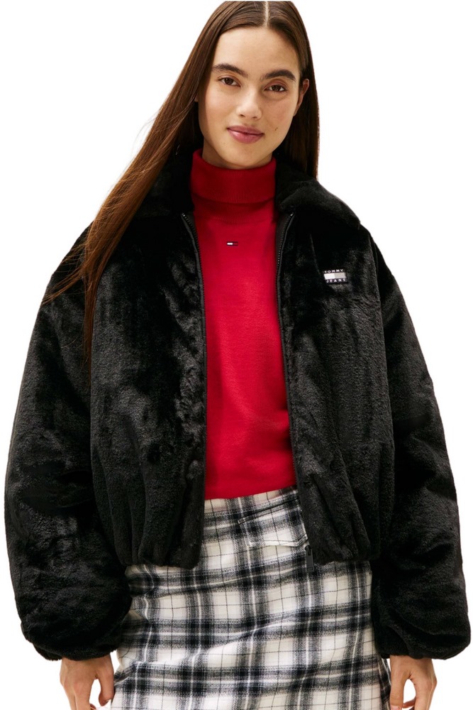 TOMMY JEANS FAUX FUR BOMBER ΜΠΟΥΦΑΝ ΓΥΝΑΙΚΕΙΟ BLACK