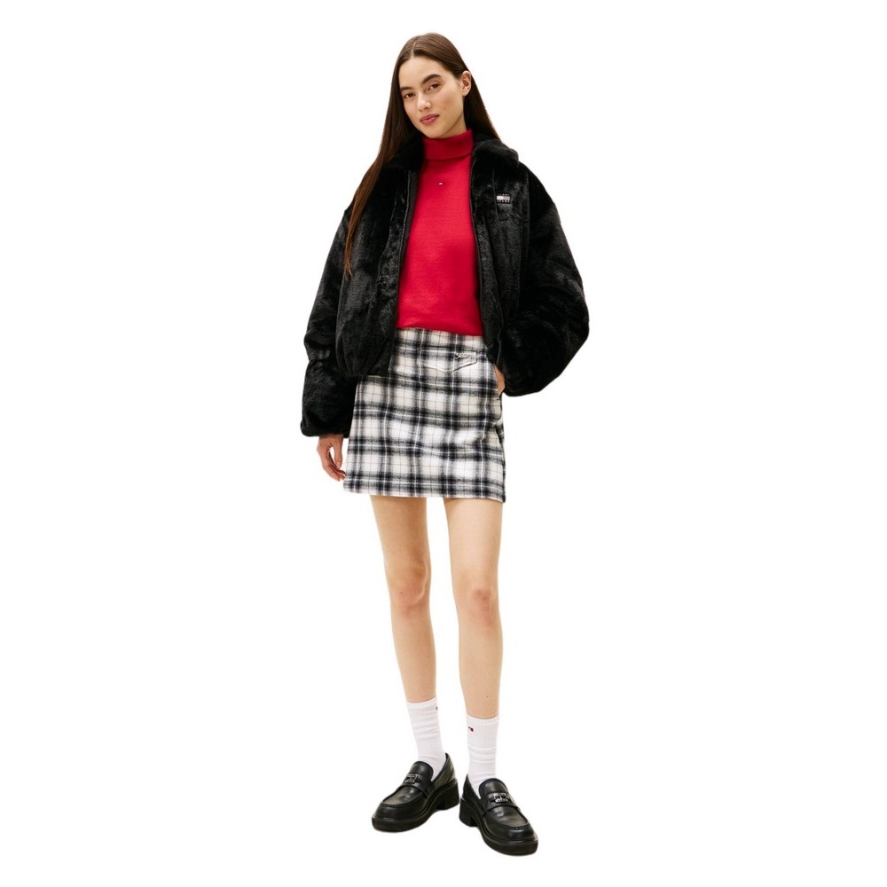 TOMMY JEANS FAUX FUR BOMBER ΜΠΟΥΦΑΝ ΓΥΝΑΙΚΕΙΟ BLACK