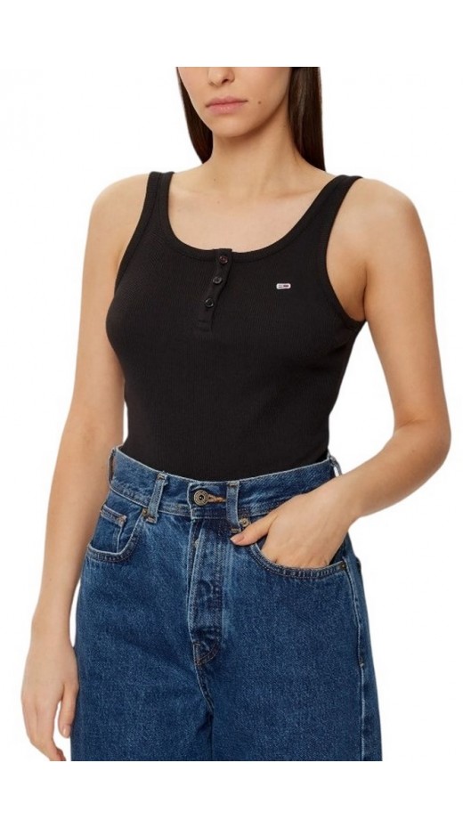 TOMMY JEANS SLIM BUTTON TANK ΤΟΠ ΓΥΝΑΙΚΕΙΟ BLACK