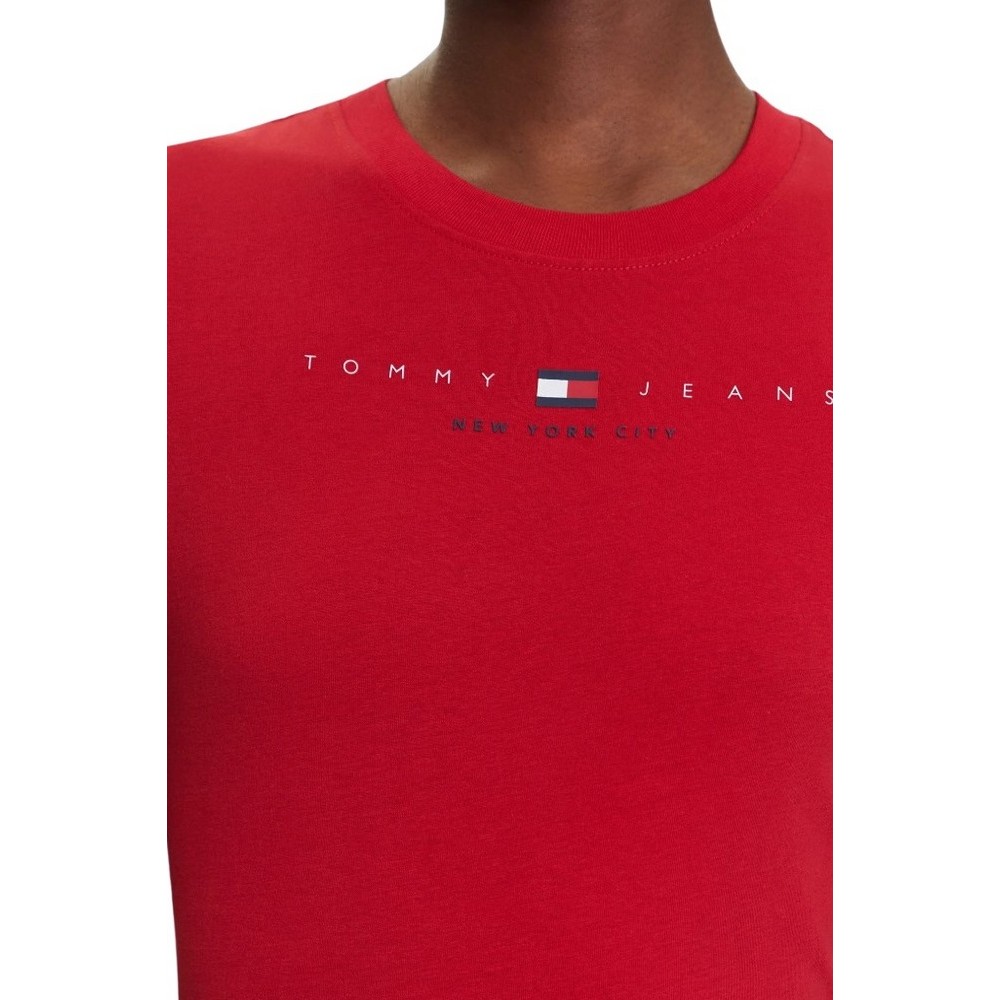TOMMY JEANS SLIM US LINEAR TEE T-SHIRT ΜΠΛΟΥΖΑ ΓΥΝΑΙΚΕΙΑ RED