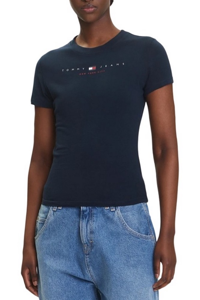 TOMMY JEANS SLIM US LINEAR TEE T-SHIRT ΜΠΛΟΥΖΑ ΓΥΝΑΙΚΕΙΑ NAVY